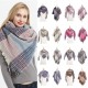 European and American autumn and winter new thickened double-sided checkered fringed square scarf and scarf, women's scarf shawl manufacturer European and American autumn and winter new thickened double-sided checkered fringed square scarf and scarf, women's scarf shawl manufacturer