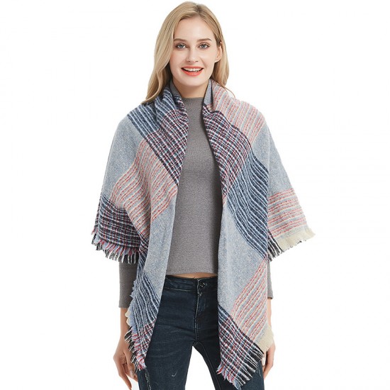 European and American autumn and winter new thickened double-sided checkered fringed square scarf and scarf, women's scarf shawl manufacturer European and American autumn and winter new thickened double-sided checkered fringed square scarf and scarf, women's scarf shawl manufacturer