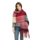 Wholesale manufacturer of new autumn and winter checkered scarves, shawls and scarves with coarse sand rings, tassels and large horizontal stripes for Europe and America Wholesale manufacturer of new autumn and winter checkered scarves, shawls and scarves with coarse sand rings, tassels and large horizontal stripes for Europe and America