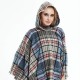 Factory direct sales of new export capes, European and American spring, autumn and winter new tweed pullover checkered hooded cape shawls