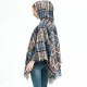 Factory direct sales of new export capes, European and American spring, autumn and winter new tweed pullover checkered hooded cape shawls