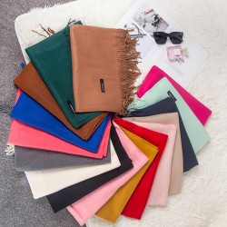 Korean fashion spring, autumn and winter new thin solid color sheep viscose cotton scarf, women's enlarged tassel scarf, air conditioner shawl