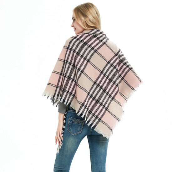 Amazon's popular cross-border items for spring, autumn and winter in Europe and America: loop yarn, full polyester, spiky wool, checkered triangular shawls, scarves and scarves