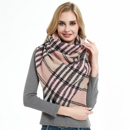 Amazon's popular cross-border items for spring, autumn and winter in Europe and America: loop yarn, full polyester, spiky wool, checkered triangular shawls, scarves and scarves