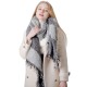 Factory direct supply for export to Europe and America autumn and winter thickened women's shawls with loop yarn, black and gray checkered diagonal scarves in stock Factory direct supply for export to Europe and America autumn and winter thickened women's shawls with loop yarn, black and gray checkered diagonal scarves in stock