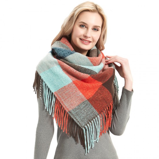 Factory direct supply for cross-border export to Europe and America, autumn and winter men's and women's scarves, fringed tassels, checkered square scarves, shawls Factory direct supply for cross-border export to Europe and America, autumn and winter men's and women's scarves, fringed tassels, checkered square scarves, shawls