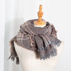 New autumn and winter checkered large scarf for women, thickened and enlarged faux cashmere warm scarf shawl