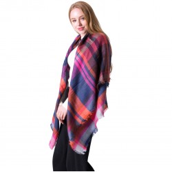 Wholesale of new autumn and winter seven-color checkered square scarves, men's and women's faux cashmere checkered scarves and shawls from Europe and America