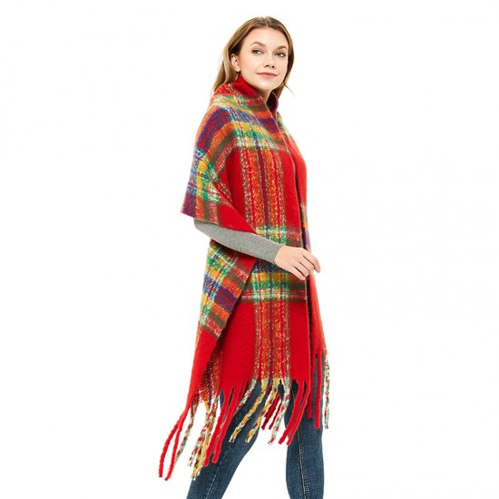 New autumn and winter style European and American loop yarn polyester women's warm thickened thick beard, thick tassel and fine checkered scarf for foreign trade New autumn and winter style European and American loop yarn polyester women's warm thickened thick beard, thick tassel and fine checkered scarf for foreign trade