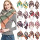 Amazon's popular cross-border European and American spring, autumn and winter women's loop yarn full polyester knitted plaid triangular shawls and scarves