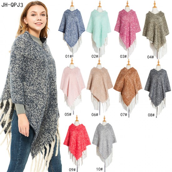 Factory direct sales for export, European and American style, looped tulle braid, thick and long tassels, autumn and winter thickened flowered shawl cape Factory direct sales for export, European and American style, looped tulle braid, thick and long tassels, autumn and winter thickened flowered shawl cape