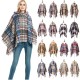 Factory direct sales of new export capes, European and American spring, autumn and winter new tweed pullover checkered hooded cape shawls