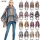 Factory direct sales of new export capes, European and American spring, autumn and winter new tweed pullover checkered hooded cape shawls