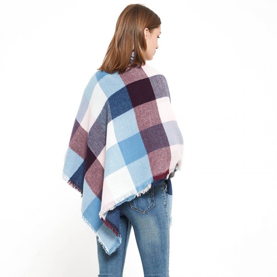 Factory direct sales of 48-count fine yarn high-density checkered square scarves and shawls for women with European and American autumn and winter outer molds Factory direct sales of 48-count fine yarn high-density checkered square scarves and shawls for women with European and American autumn and winter outer molds
