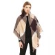 Amazon's hot autumn and winter new style European and American loop yarn shawl manufacturer blue fringed checkered square scarf Amazon's hot autumn and winter new style European and American loop yarn shawl manufacturer blue fringed checkered square scarf