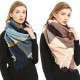 Amazon's hot autumn and winter new style European and American loop yarn shawl manufacturer blue fringed checkered square scarf Amazon's hot autumn and winter new style European and American loop yarn shawl manufacturer blue fringed checkered square scarf