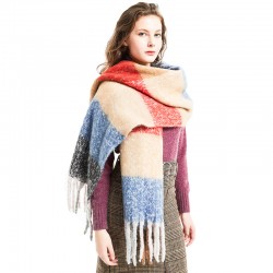 Factory direct sales of thick and coarse checkered scarves for autumn and winter, circle sand, thick braids, thick whiskers, braids, scarves and shawls