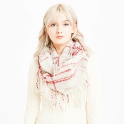 New long-flow comb acrylic loop yarn checkered neck scarf for foreign trade autumn and winter, men's and women's checkered neck scarf neck protection