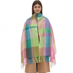 2024 New checkered scarf export autumn and winter thickened tassel scarf, rainbow scarf shawl in stock manufacturer