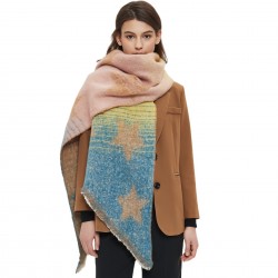 Foreign trade 2023 New style warm shawl for women, European and American autumn and winter, loop yarn jacquard color-blocked star diagonal scarf manufacturer