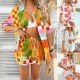 Diyun 2025 Spring/Summer Cross-border European, American, Bohemian and Indian Casual Vacation Style Flower contrast color cardigan Short pants set