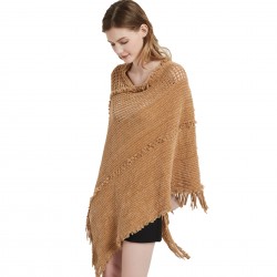 A new best-selling European and American pullover shawl for foreign trade, a solid color hollowed-out knitted shawl for spring, autumn and winter