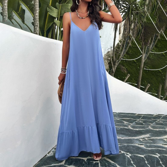 Diyun European and American women's clothing Amazon Foreign Trade 2024 Spring/Summer Elegant solid color halter dress Diyun European and American women's clothing Amazon Foreign Trade 2024 Spring/Summer Elegant solid color halter dress