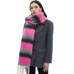 New thickened scarves for foreign trade, European and American autumn and winter men's and women's striped scarves with thick fringes and loops, produced by Tonglu manufacturer