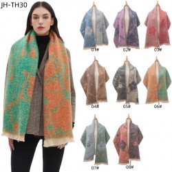 Factory direct supply of cross-border export European and American autumn and winter women's shawls, 2024 new style flower jacquard scarves in stock