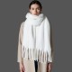 Amazon export European and American autumn and winter hoop gauze thick beard thick braid tassel white scarf shawl in stock manufacturer Amazon export European and American autumn and winter hoop gauze thick beard thick braid tassel white scarf shawl in stock manufacturer