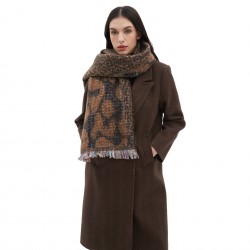 Wholesale manufacturer of 2025 new style scarves for European and American autumn and winter men's and women's jacquard short beard and leopard print scarves