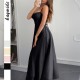 Diyun Cross-border Casual Vacation Mini Halter Slimming Long Dress for Women's wear Spring/Summer 2025 Amazon Independent Store