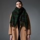 Wholesale of cross-border hot foreign trade new style scarves, European and American autumn and winter fringed green checkered scarves and shawls from Tonglu manufacturer