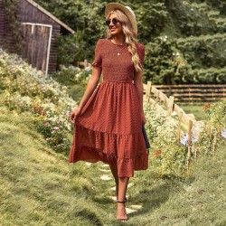 Diyun has developed and designed cross-border fashionable women's clothing for Europe and America. The Amazon big swing dress is elegant, flowing and slimming