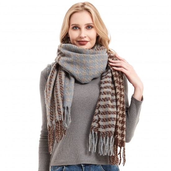 Factory direct sales for export, new autumn and winter scarves from Europe and America, brown checkered scarves, women's tassel shawls Factory direct sales for export, new autumn and winter scarves from Europe and America, brown checkered scarves, women's tassel shawls