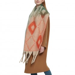 Factory direct supply for export to Europe and America: thickened faux mohair, thick tassel, large jacquard diamond-shaped scarves and shawls for autumn and winter