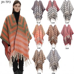 Amazon's best-selling 2025 new style European and American autumn and winter jacquard striped shawl with loop yarn imitation mohair thickening