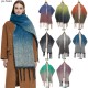 Amazon's new export shawl, a thickened winter scarf with a loop and thick tassel gradient color for Europe and America Amazon's new export shawl, a thickened winter scarf with a loop and thick tassel gradient color for Europe and America