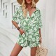 Diyun Cross-border European and American vacation-style printed shirt Women's Set 2025 Summer Export Casual Shorts Two-piece Set