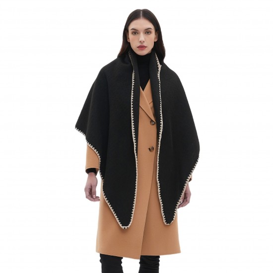 Wholesale and customized manufacturer of new high-quality European and American autumn and winter women's thickened large triangular shawls and scarves Wholesale and customized manufacturer of new high-quality European and American autumn and winter women's thickened large triangular shawls and scarves