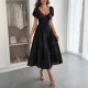 Diyun Cross-border European and American casual vacation style puffed-sleeve long dress women's clothing 2025 Summer Independent store on Amazon