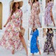 Diyun Cross-border elegant and stylish printed waist-cinching dress for women's clothing, Spring/Summer 2025 Amazon long dress for export