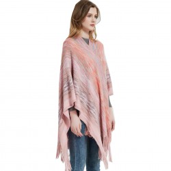 The manufacturer's new export shawl for women, European and American, spring, autumn and winter acrylic warp knitted gradient color tassel split knitted shawl