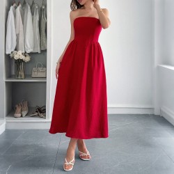 Diyun Cross-border European and American elegant strapless A-line dress for women's clothing 2025 summer independent store on Amazon