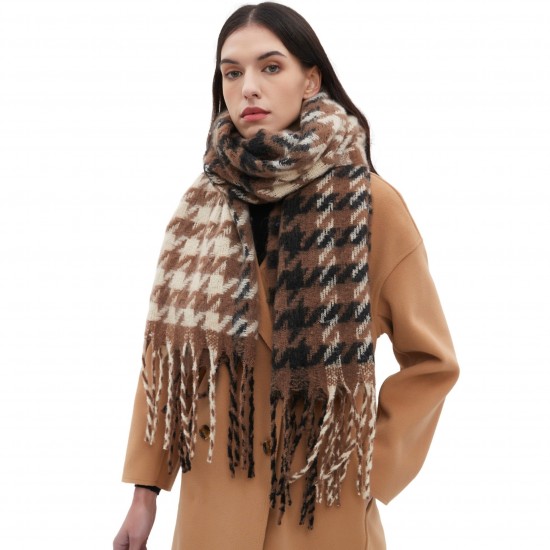 Custom manufacturer of new autumn and winter checkered scarves and shawls in Europe and America with loops, sand imitation mohair, jacquard tassels and checkered patterns Custom manufacturer of new autumn and winter checkered scarves and shawls in Europe and America with loops, sand imitation mohair, jacquard tassels and checkered patterns