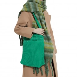 New solid-color knitted single-shoulder bags with hollowed-out designs for women in spring, autumn and winter, directly supplied by the manufacturer for export to Europe and America