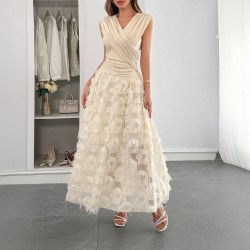 Diyun Cross-border European and American elegant style patchwork fashionable long dress women's clothing 2025 Summer Amazon Independent Station
