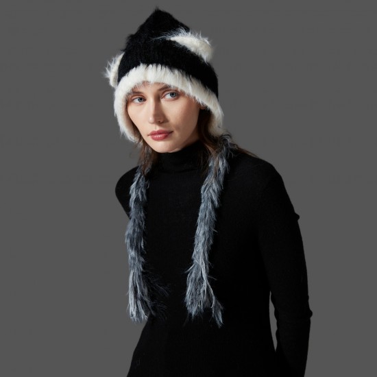 Amazon's hot winter export new cat ear, mink fur, woolen thread ear protection, color-blocked braided hat, knitted hat