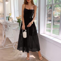 Diyun Cross-border European and American Casual Vacation Halter waisted long Dress Women's clothing 2025 Summer Amazon Independent Station