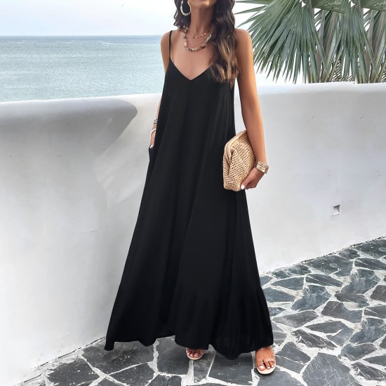 Diyun European and American women's clothing Amazon Foreign Trade 2024 Spring/Summer Elegant solid color halter dress Diyun European and American women's clothing Amazon Foreign Trade 2024 Spring/Summer Elegant solid color halter dress